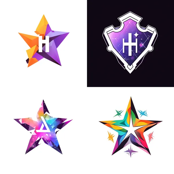 /imagine Please design a logo for me with the primary element being a star, shaped in the form of the letter 'H'. --relax --aspect 1:1 --niji 5 --quality 1 --stylize 100