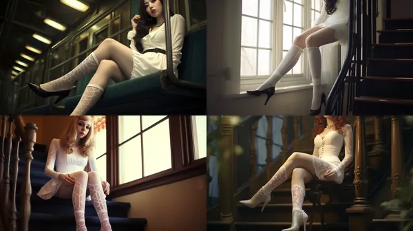/imagine Stockings, white skin tone, long and beautiful legs --relax --aspect 16:9 --version 5.2 --quality 1 --stylize 100