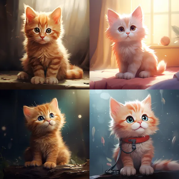 /imagine a cute cat --relax --aspect 1:1 --version 5.2 --quality 1 --stylize 100