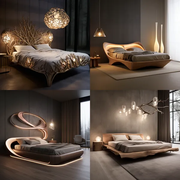 /imagine A bed with light extravagance and simple style --relax --aspect 1:1 --version 5.2 --quality 1 --stylize 100