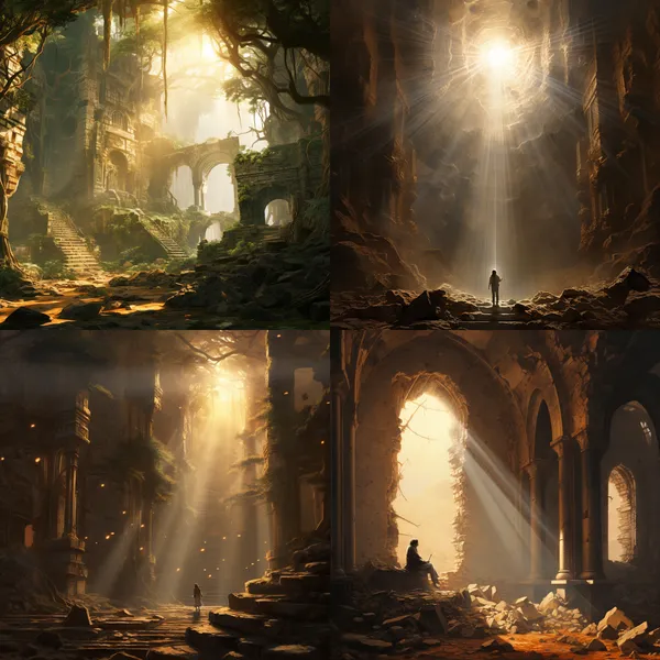 /imagine ancient, light --relax --aspect 1:1 --version 5.2 --quality 1 --stylize 100