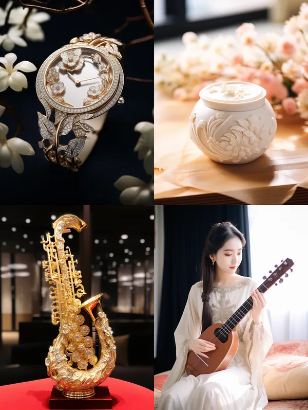 /imagine 观世音菩萨，观世音菩萨，盘膝而坐，身着金镶白衣，手持白瓶和柳枝，目视前方，面容慈祥， --relax --aspect 3:4 --version 5.2 --quality 1 --stylize 100