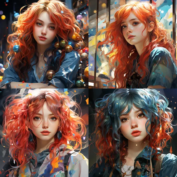 /imagine a blue, girl with colorful hair, in the style of yanjun cheng, clowncore, 32k uhd, painted illustrations, close up, lively tableaus, kawaii art HD 8K --relax --aspect 1:1 --version 5.2 --quality 1 --stylize 750
