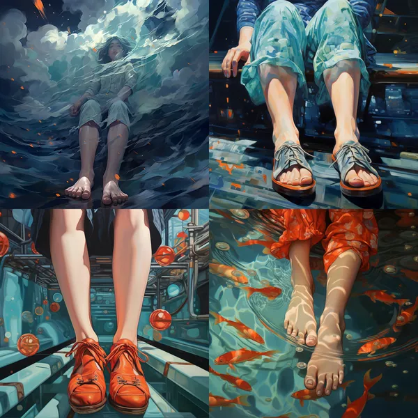 /imagine feet --relax --aspect 1:1 --version 5.2 --quality 1 --stylize 100