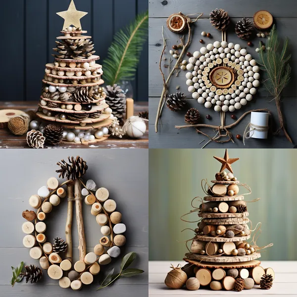 /imagine Crafting a natural-style Christmas tree with wood slices, wooden beads, or small wooden ornaments.
 --relax --aspect 1:1 --version 5.2 --quality 1 --stylize 100