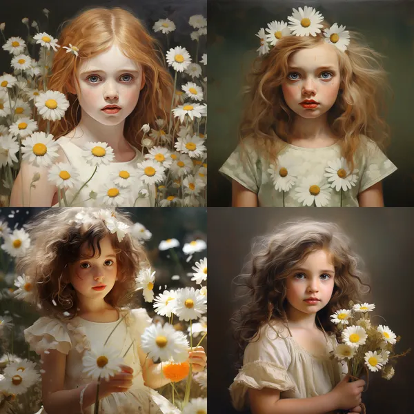 /imagine little daisy --relax --aspect 1:1 --version 5.2 --quality 1 --stylize 100