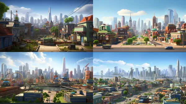 /imagine The housing in the movie "Zootopia" is diverse, catering to different animal species, showcasing the city's diversity and inclusivity. --relax --aspect 16:9 --version 5.2 --style raw --quality 2 --stylize 100 --no people