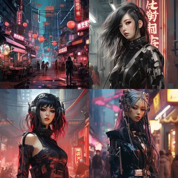 /imagine cyber punk，Chinese latent --relax --aspect 1:1 --version 5.2 --quality 1 --stylize 100 --no 生成一个灯笼