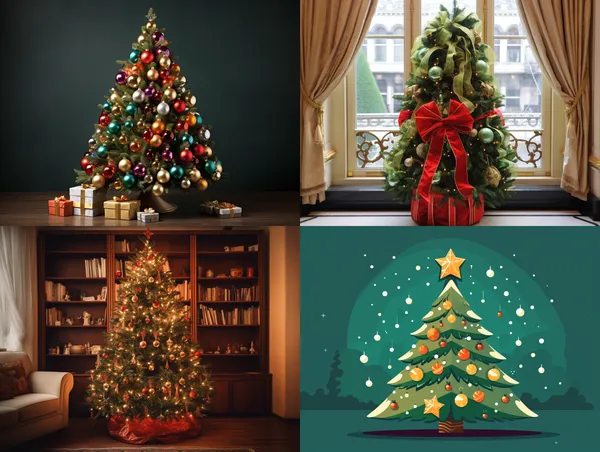 /imagine a Christmas tree --relax --aspect 4:3 --version 5.2 --style raw --quality 1 --stylize 100