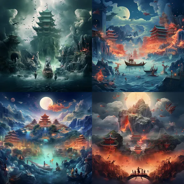 /imagine 一副关于庆祝即将到来的龙年的包涵中国传统艺术美感的海报 --relax --aspect 1:1 --version 5.2 --quality 1 --stylize 100