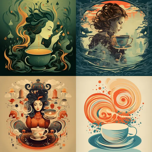 /imagine tea poster --relax --aspect 1:1 --version 5.2 --quality 1 --stylize 100