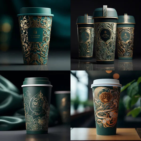 /imagine Packaging Categories and Styles/Coffee-Luxury Style
Key phrases/
Designing a coffee cup made of jade, beautifully illustrated and organized in gold, Chinese coffee packaging design HD