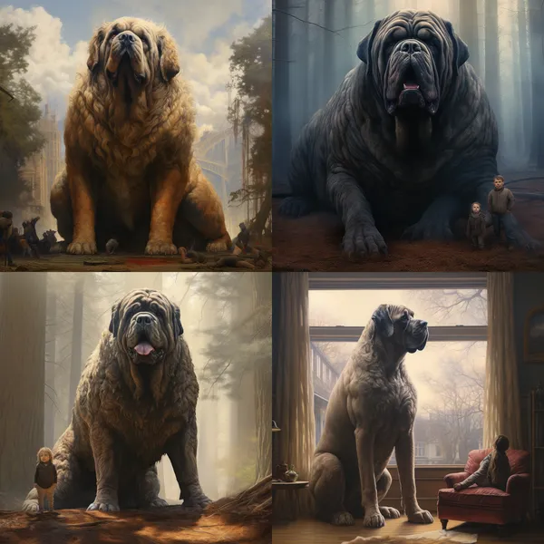 /imagine a big dog --relax --aspect 1:1 --version 5.2 --quality 1 --stylize 100 --no ear