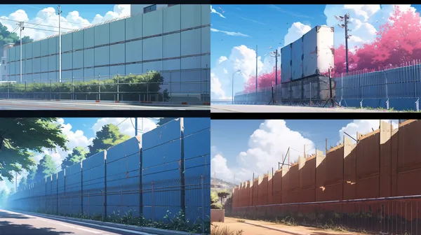 /imagine acoustic barrier --relax --aspect 16:9 --niji 5 --quality 1 --stylize 100