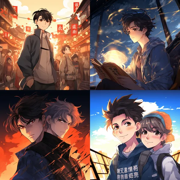 /imagine 一个能做头像动漫男少年图片，蓝色基调，侧脸，可爱，忧郁 --relax --aspect 1:1 --version 5.2 --quality 1 --stylize 100