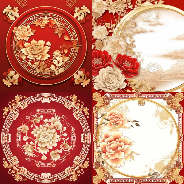 /imagine gold border, (red:1.2), Chinese gold and white porcelain, gold, dragonpattern, (red lantern:1.1), peony, Chinese style, auspicious clouds,(background Chinese architectqre, fireworks: 1.5), high-definition largeimage, simple background, wallpaper, added delails, backgroundblurring/scattering. --relax --aspect 1:1 --version 5.2 --quality 1 --stylize 100
