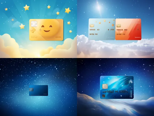 /imagine same color style, a smart card or credit card style with a star above sky, --relax --aspect 4:3 --version 5.2 --quality 1 --stylize 100