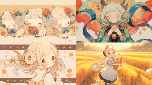 /imagine Lovely Aries --relax --aspect 16:9 --niji 5 --style cute --quality 2 --chaos 14 --stylize 868