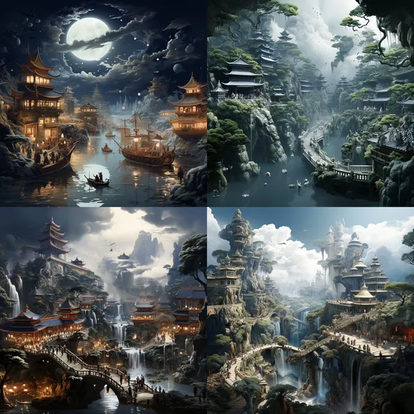 /imagine 關羽坐在玉皇大帝旁 --relax --aspect 1:1 --version 5.2 --quality 1 --stylize 250 --no 嚴肅