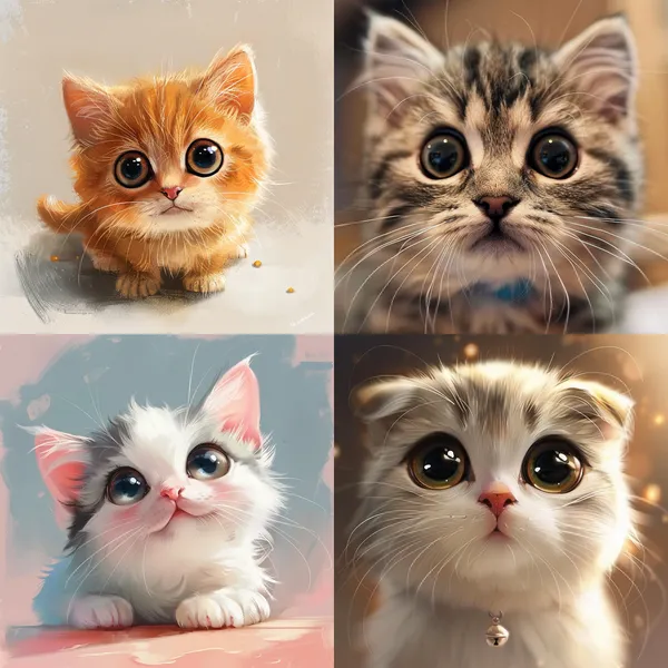 /imagine a cute cat --relax --aspect 1:1 --version 6 --quality 1 --stylize 100