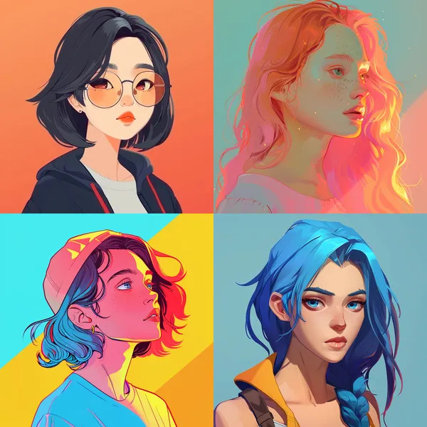/imagine A profile picture. Animation style, healing, fresh and clear colours --relax --aspect 1:1 --version 6 --quality 1 --stylize 100