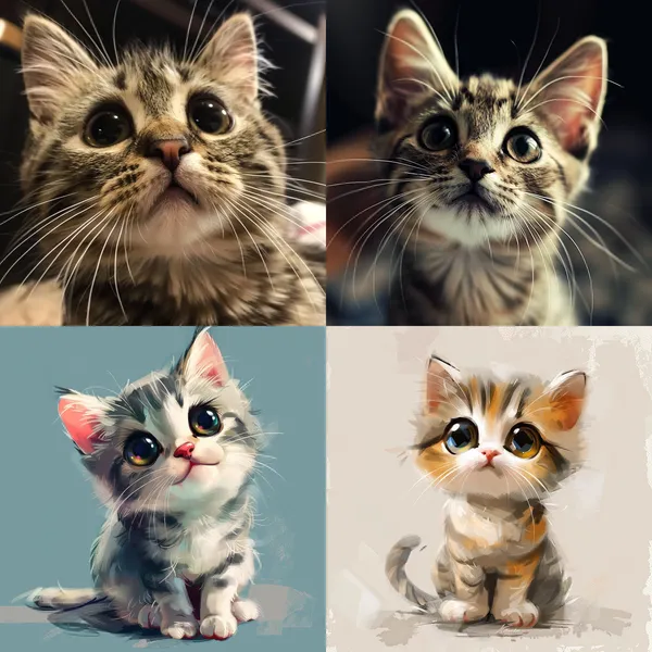 /imagine a cute cat --relax --aspect 1:1 --version 6 --quality 1 --stylize 100