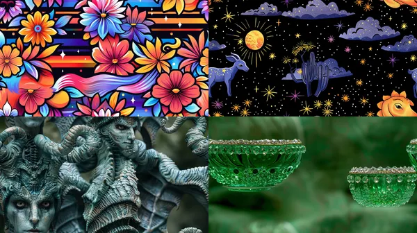 /imagine Capricorn Chalice --relax --aspect 16:9 --version 6 --style raw --tile --quality 2 --chaos 100 --stylize 1000