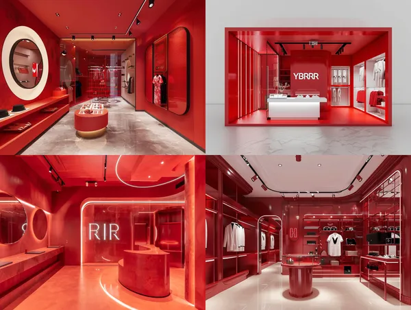 /imagine store design for a Chinese tailor fashion brand YBR.Tailor opening in South Africa, red tone
 --relax --aspect 4:3 --version 6 --quality 1 --stylize 100