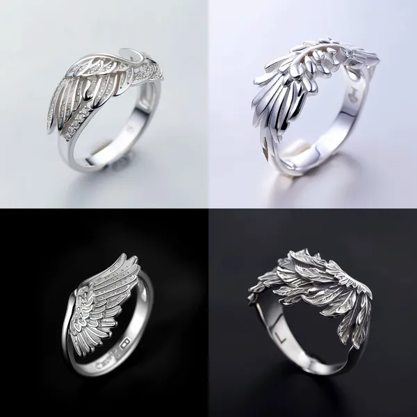 /imagine Platinum ring, girl's model, with wing elements on it, the ring is not completely closed, the size can be adjusted freely, solid color background, the inner ring is engraved with the character L, the style is simple, representing freedom and unrestrained, the ring is engraved with wing elements, the ring wing elements are carved rather than convex, and the overall shape is light and fashionable --relax --aspect 1:1 --version 6 --quality 2 --stylize 100